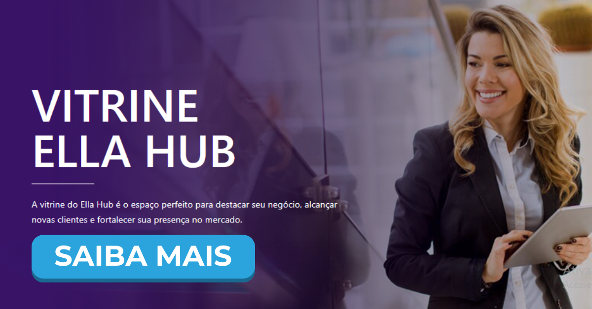 Arte da Vitrine Ella Hub com uma empreendedora
