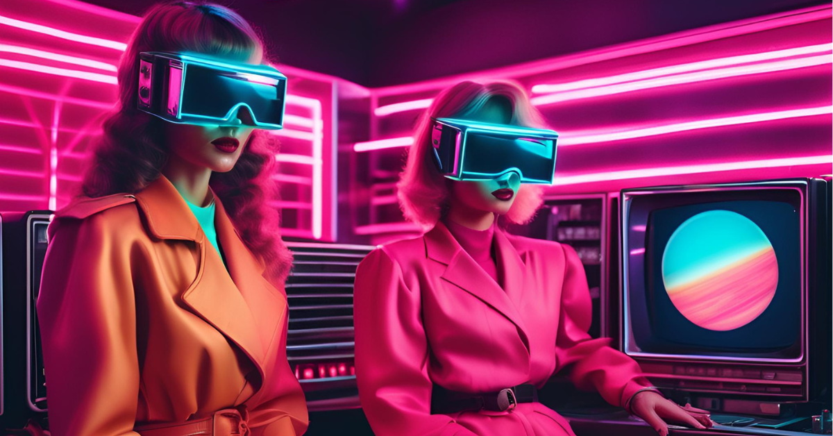 Duas mulheres usando óculos de realidade virtual