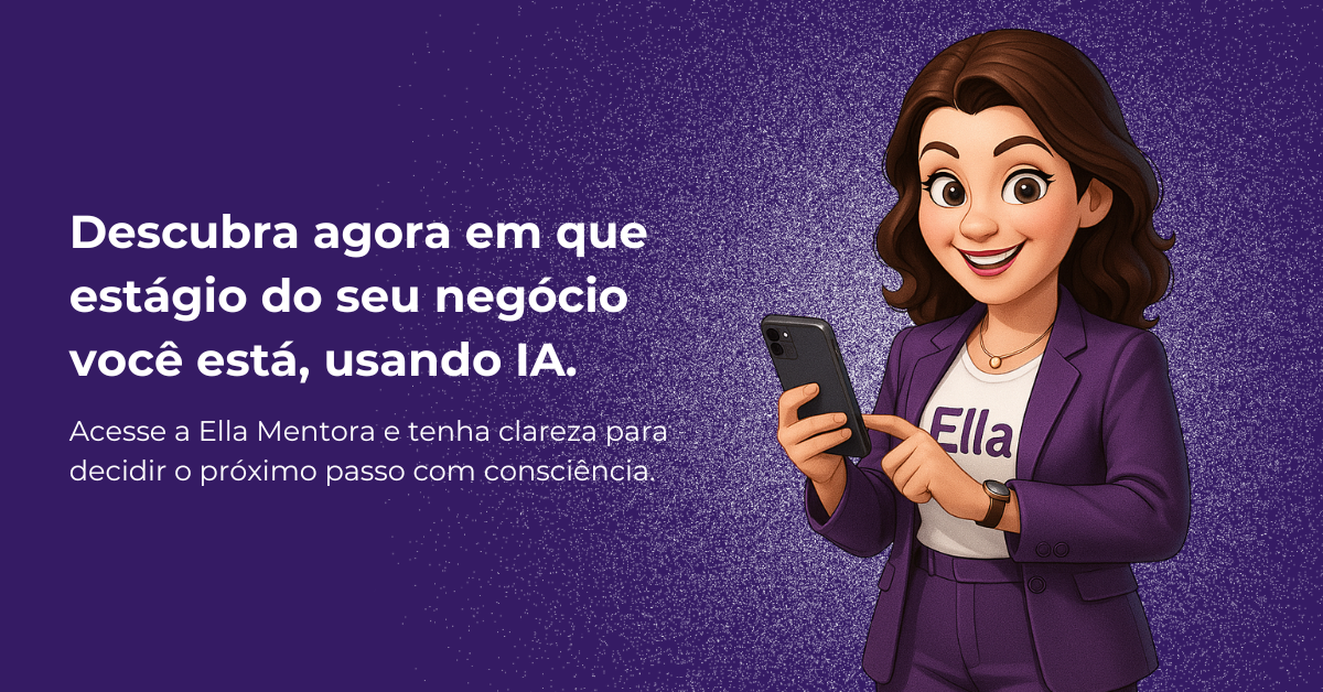 Arte da mentora Ella sobre os estágios do negócio